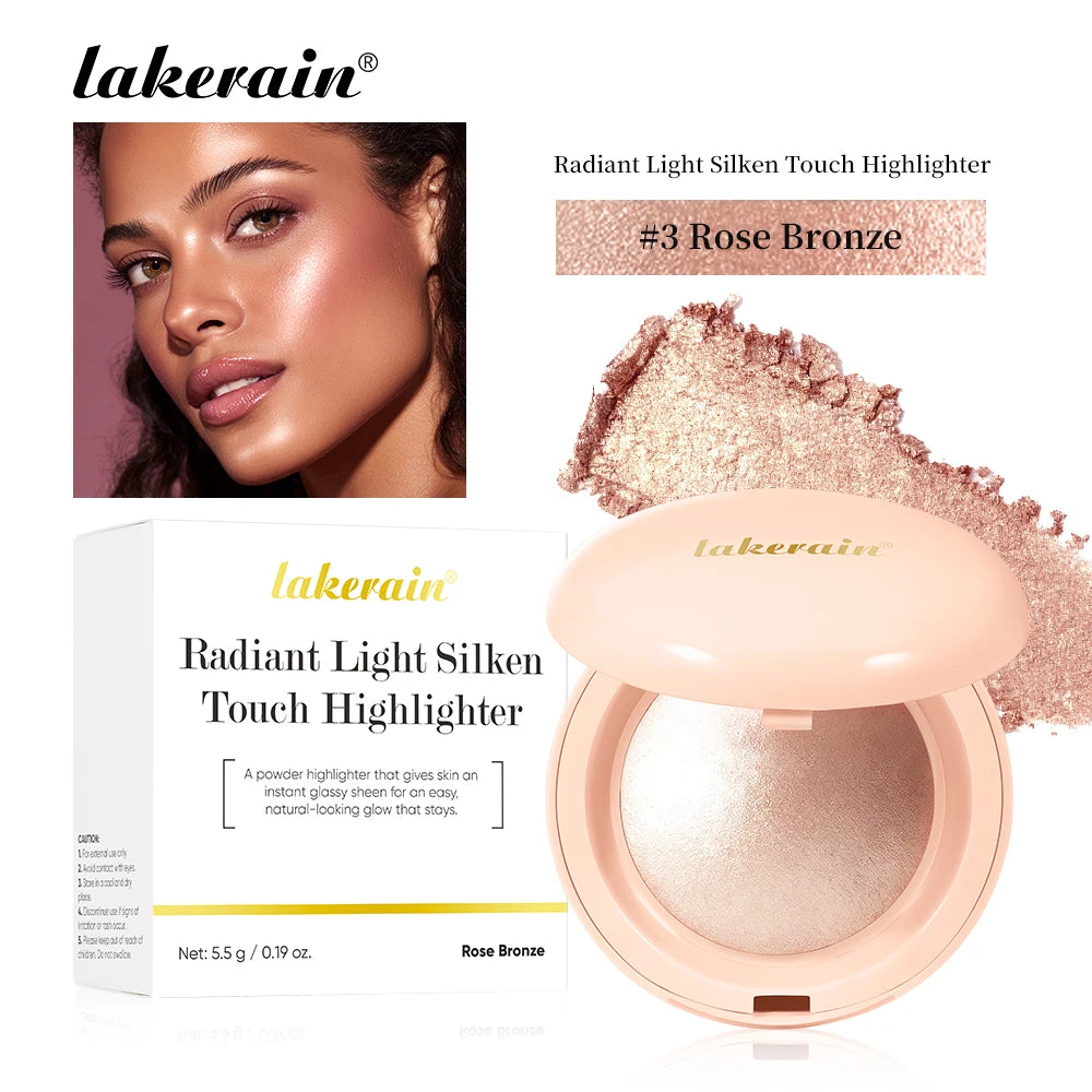 LongLasting Waterproof Face Highlighter Powder Instant Silky Skin Glow Baked Shimmer Illuminator Makeup Contouring Glitter
