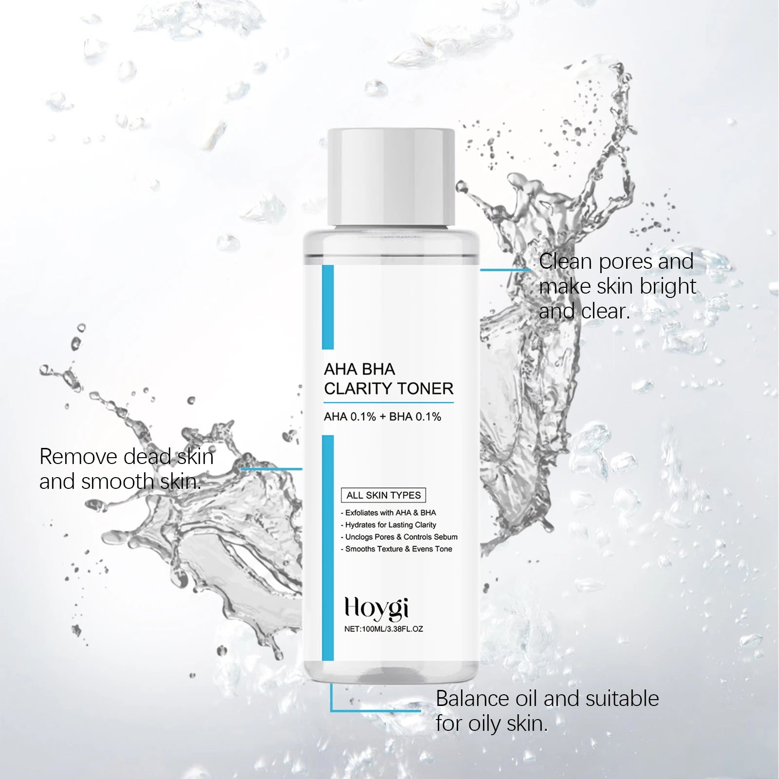 AHA BHA Toner Gentle Exfoliating Toner for Oily Skin Pore Refining Soothing Hydrating Facial Essence Daily Oil Control Skincare