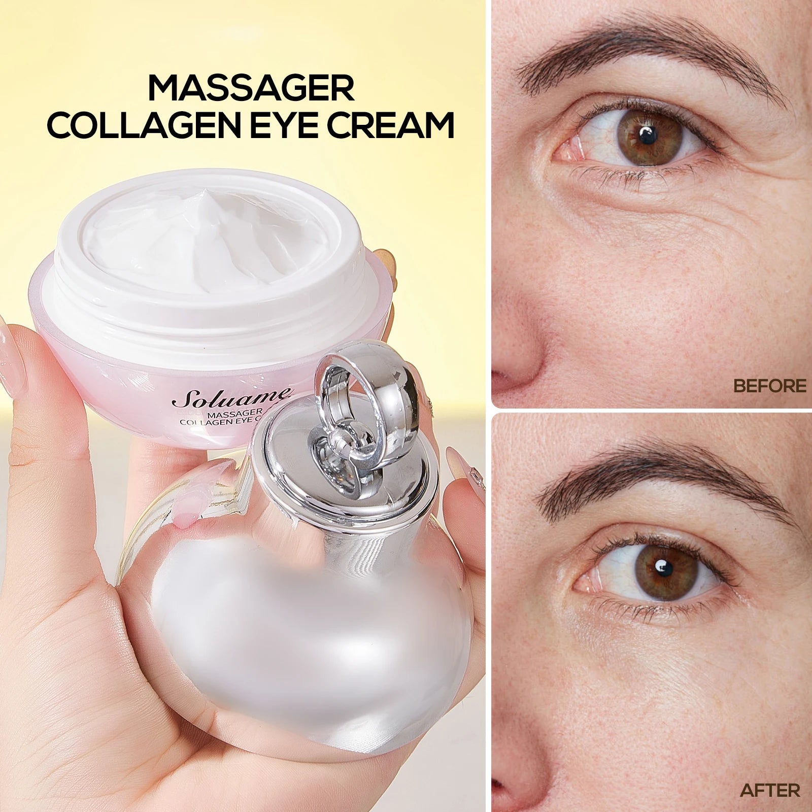 Collagen Massage Eye Cream - Hydrating & Firming Eye Contour, Gentle Care for Eye Area Lightweight Gel Texture for Smooth Skin