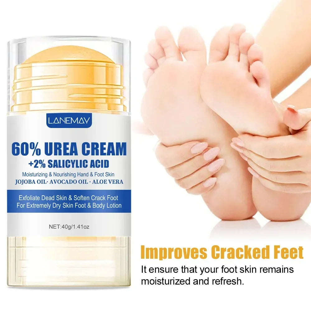 40g Ultra-Hydrating 60% Urea Foot Cream Aloe Vera for Softening Dry Cracked Feet - Gentle Exfoliation Daily Foot Care Solution