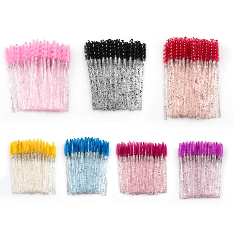 25/50/100 Pcs Eyelash Brushes Mascara Wands Eyelash Makeup Brush Spoolies for Eyebrow Eye Lash Extension Removing Beauty Tools