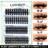 Lasvirey Cluster Lashes Kit DIY Fluffy Lash Clusters 4 IN 1 Mixed Full Set Individual Eyelashes Extension with Lash Bond & Seal