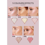 Natural Diamond Highlighter Powder 5 Color Shimmer Contour Nose Shadow Brightening Face Makeup Cosmetics Palette