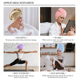 Microfiber Hair Towel Wrap for Women, Shower Spa Head Wrap Hair Drying Hat Turban Microfiber Terry Dry Absorbent Quick Dry Hair
