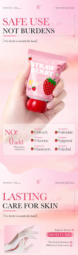 Strawberry VC Hand Cream - 30g Brightening Moisturizer for Winter, Repairs Dry Cracked Skin, Lightweight Fast Absorbing Formula