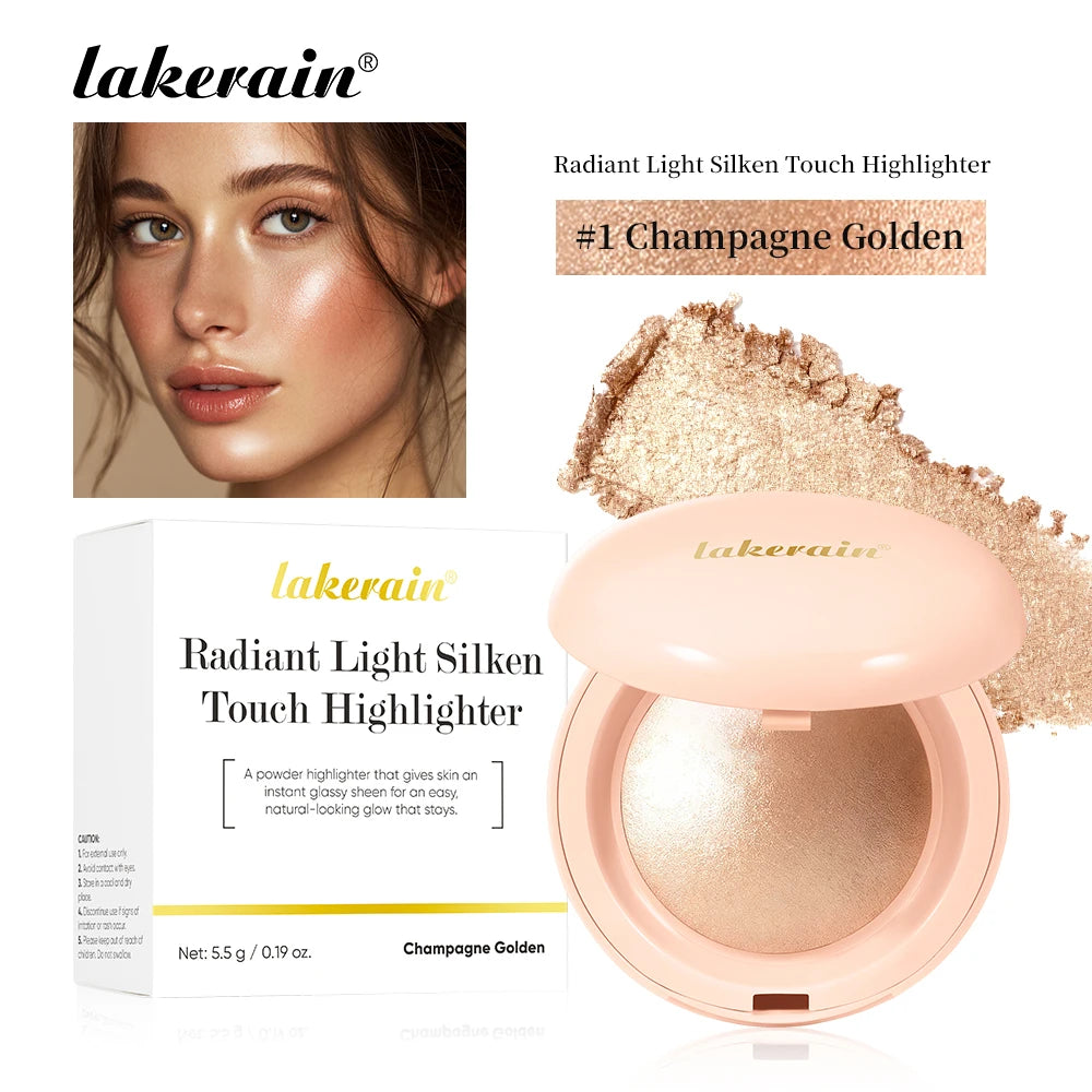 LongLasting Waterproof Face Highlighter Powder Instant Silky Skin Glow Baked Shimmer Illuminator Makeup Contouring Glitter