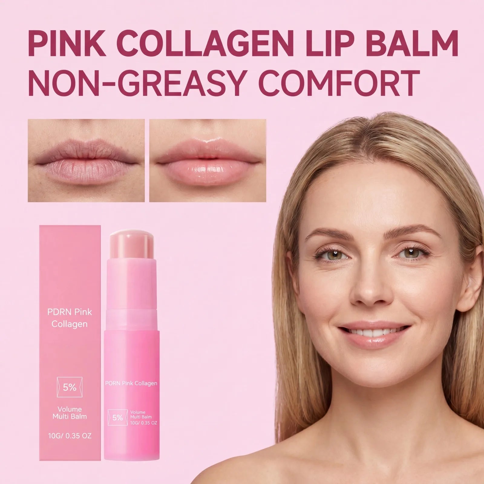 PDRN Pink Collagen Volume Multi Balm Stick&Serum 5% Volufiline Hydrating Firming Repair Balm for Face Neck Eye Area Skincare