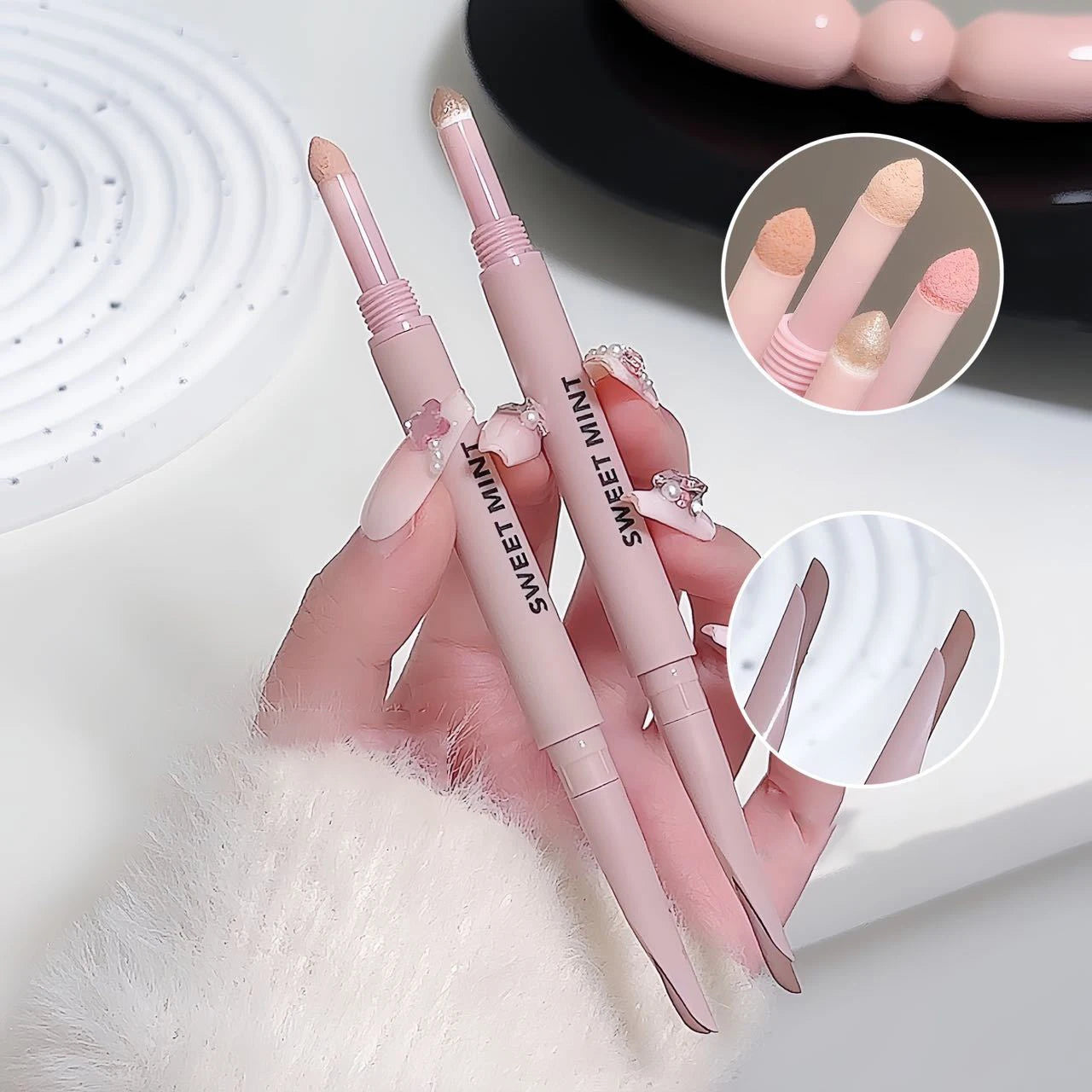 Sweetmint Meniscus Double-ended Silkworm Eyeliner Shadow Highlight Naturally Brightening Long-lasting Eye Makeup Two-in-One