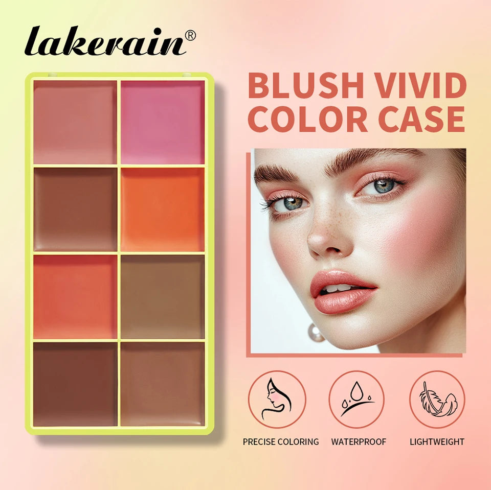 Multi Cream Eyebrow Blush Highlighter Palette Long Wearing Eyeshadow Palette Matte Shimmer Finish With Free Brush & Powder Puff