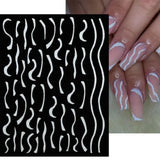 Adhesive stickers with European and American style cross snake black and white wave dot hot silver line letter nail stickers