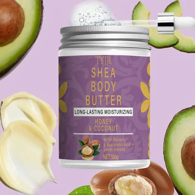 Shea Butter Moisturizing Body Cream, Makes Skin Softer and More Supple, Tightens Skin, Makes Skin Brighter and More Radiant, Nourishes the Body during Massage, Suitable for Dry and Chapped Skin