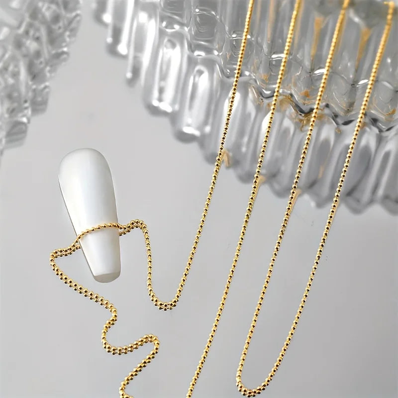 Micro Bead Chain Nail Art Decoration, Silver Gold 50cm Ball Chain for Stylish Manicures, Odorless Nail Accessory, for Hand Feet