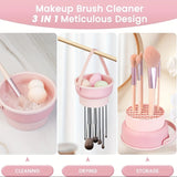 3-In-1 Silicone Makeup Brush Cleaner Mat & Drying Rack - Cosmetic Brush Cleaning & Air Dry Tool, Beauty Tool Organizer Kit