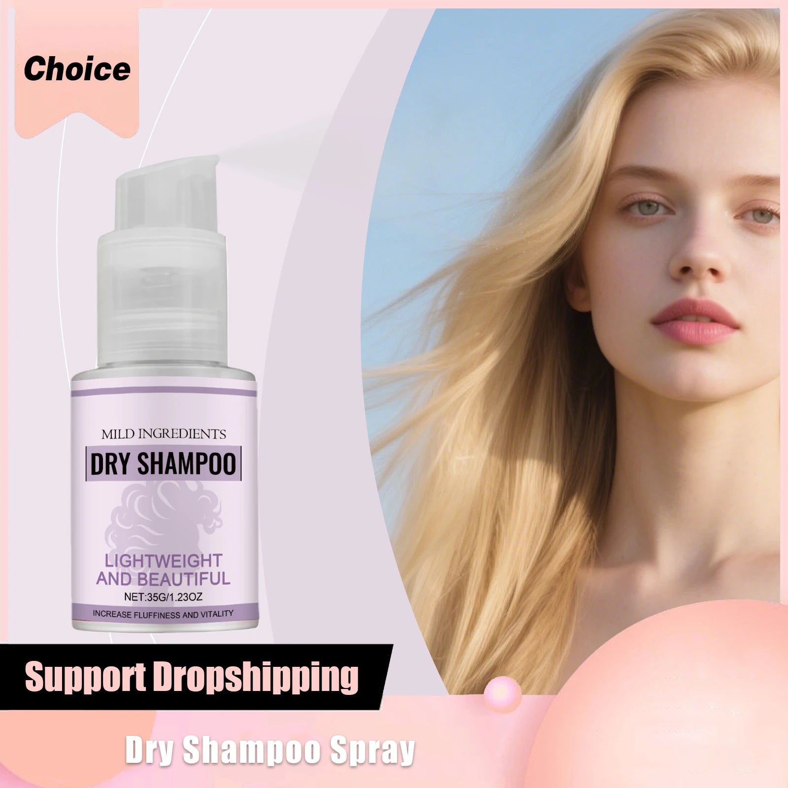 Dry Shampoo Spray Clean Lightweight Lasting Fluffy Quick-Drying Improve Hairing Quality Refreshes Smooth Hairs Soft Care Sprays