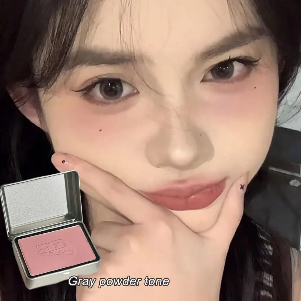BLACKNANA Square Iron Box Single Color Blush Cream Low Saturation Gray Pink Long-lasting Makeup Tender Rouge