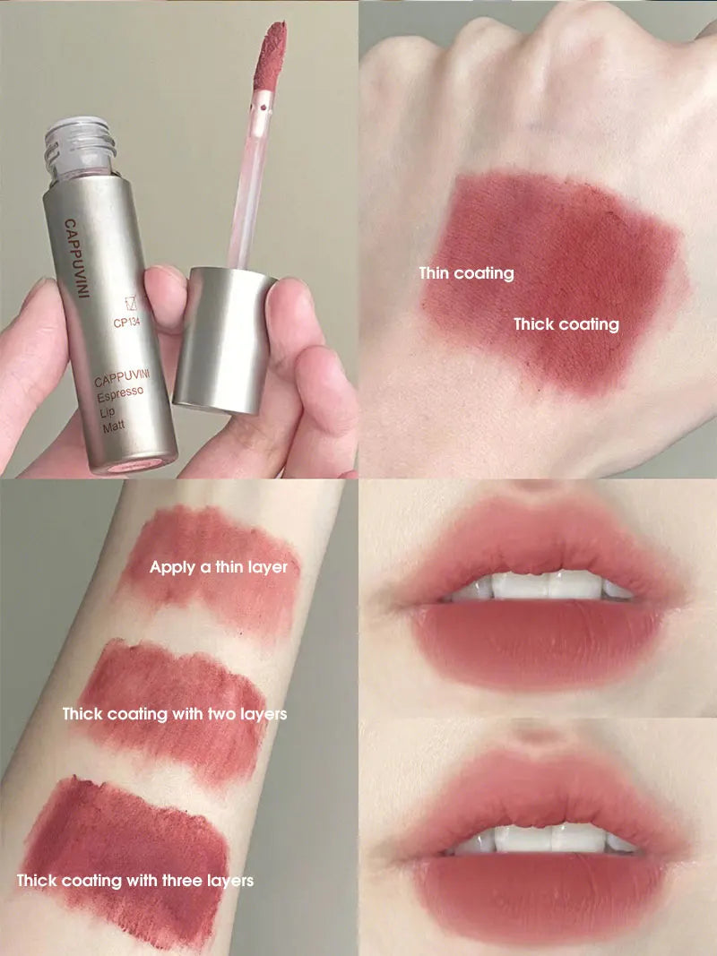 Single Velvet Matte Mist Lip Gloss,Waterproof Non-Stick Cup Lip Glaze Smudge Proof Not Fade Liquid Lipstick