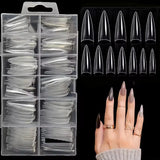 120PCS Short Nail Tips,Short Soft Gel Stiletto Nail Tips Half Cover False Nail Almond Artificial False Nail For DIY Nail Salon
