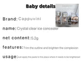 Cappuvini Crystal Ice Concealer Cream Covers Dark Circles And Acne Scars Brightens Skin Tone And Contours For Daily Makeup