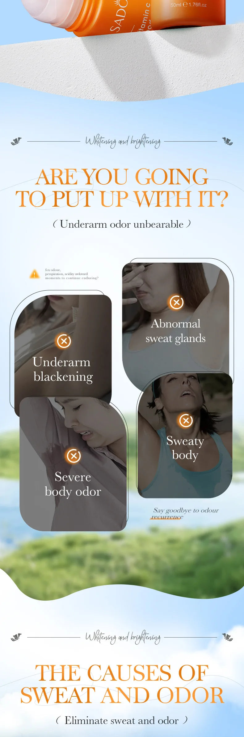 SADOER Vitamin C Underarm Whitening and Brightening Antiperspirant Flavor Roller