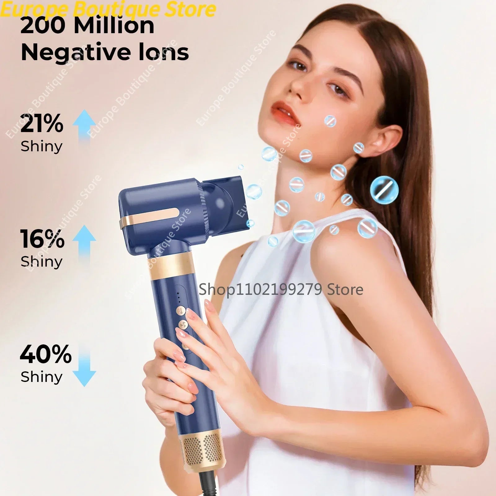 7 In 1 Hair Dryer Brush Brushless High Speed Hair Dryer with Diffuser Ionic Blow Dryer Hot Air Styling Comb Auto Hair Curler