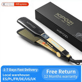 KIPOZI Professional Titanium Flat Iron Hair Straightener with Digital LCD Display Dual Voltage Instant Heating Curling Iron