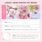 LAIKOU Sakura Roller Eye Serum 15ml Moisturizing Eye Care Reduce Dark Circles Puffiness Fine Lines Anti Aging Brightening Eye