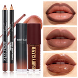 4Pcs/Set Velvet Lip Combo, Matte Lip Liner, Lip Oil Nude Gloss, Long-lasting Waterproof, Sophisticated Lip Look