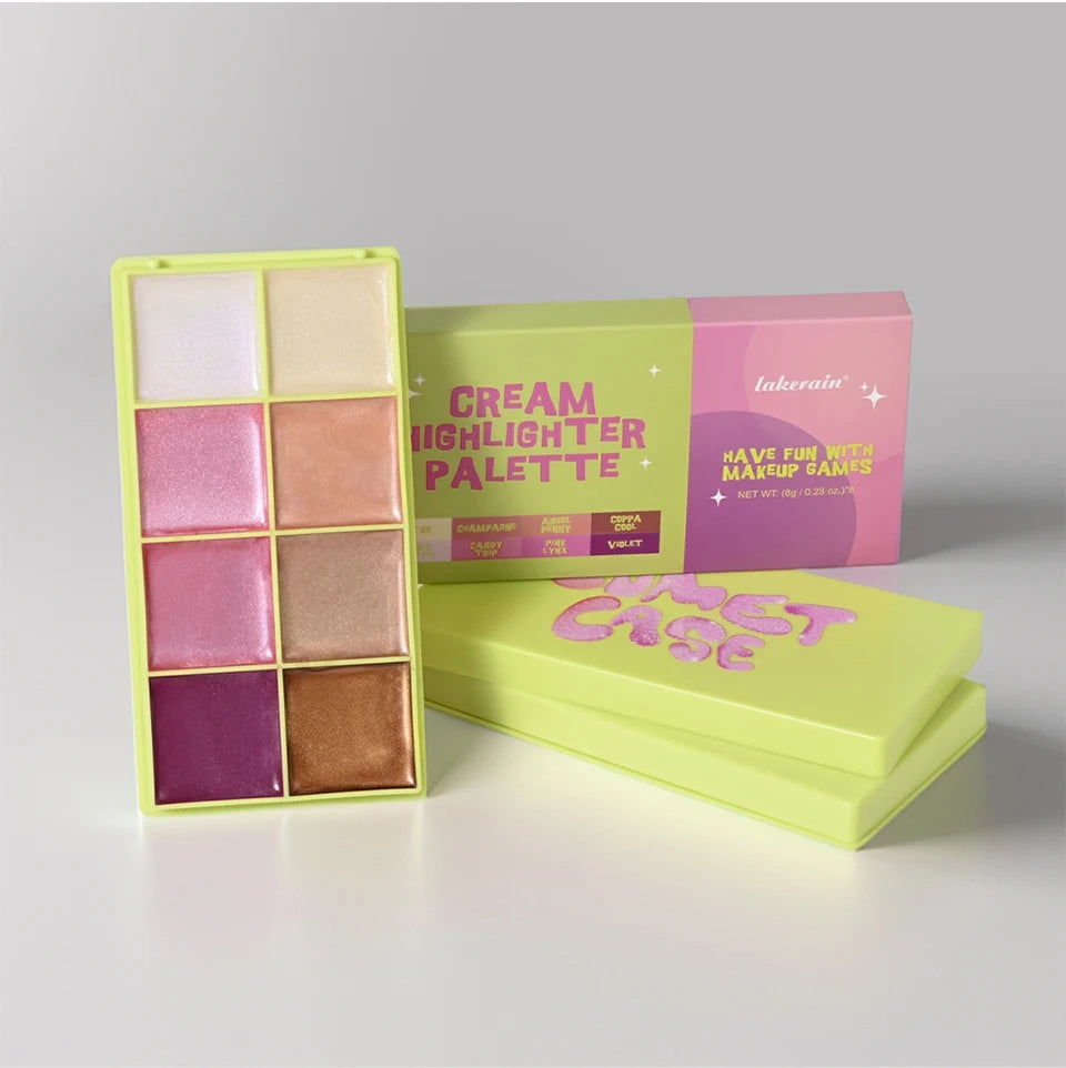 8 Colors Cream Highlighter Palette for Highlight, Blush&Contouring, Various Colors To Meet Various Makeup Needs Highlight Disc