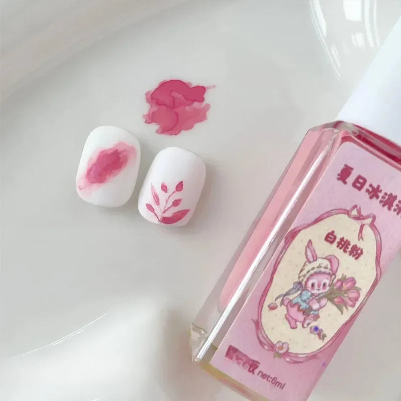 6ml Nail Art 6 Colors  Summer Ice Cream Nail Dye Solution Creative Nail Pattern DIY Design Dye Solution Women Nail Decoration