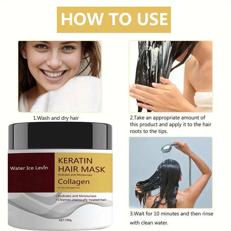 Miracle Hair Mask, Containing Collagen and Keratin - Deep Hair Care with Coconut Oil - Intense Moisturizing and Hydrating - Repairs Fine, Thin, Fragile, Dry, and Damaged Hair