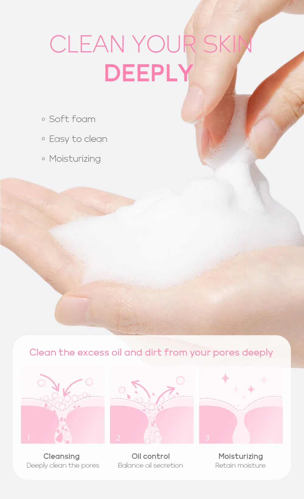 Vitamin C Facial Cleanser Deep Cleansing Moisturizing Blackhead Removal Gentle Foam Hydrating Non-Drying Face Wash Cleanser