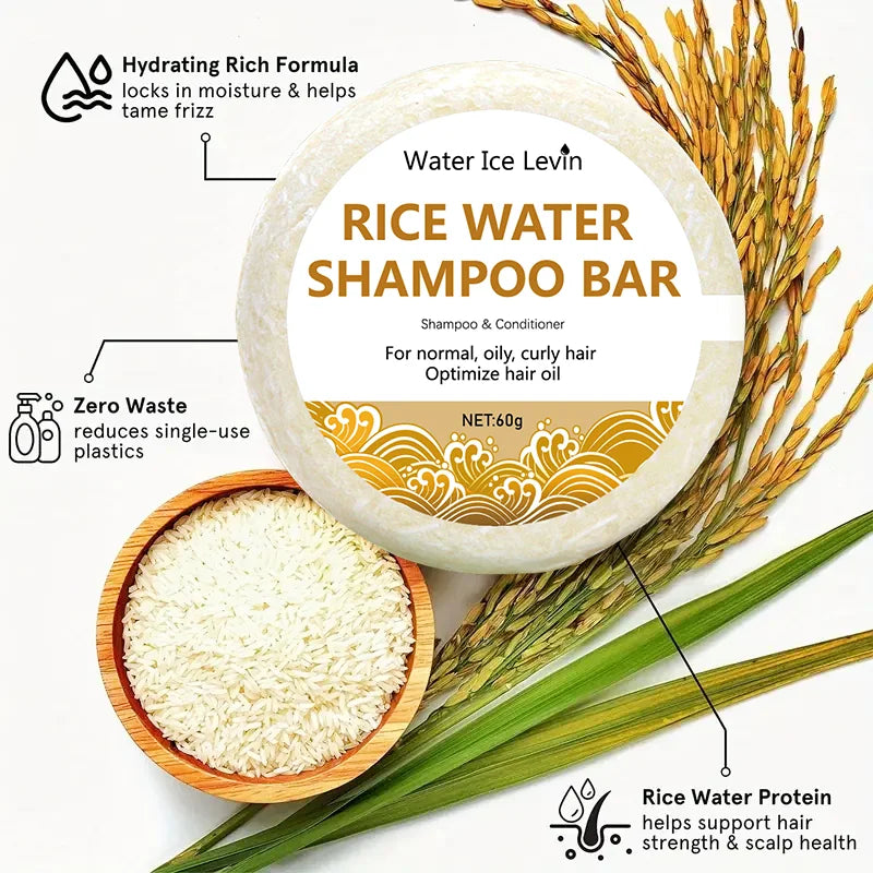 Organic Rice Shampoo Soap Bar Oil Free Conditioning Soap Rice Water Protein Nourishing Anti-loss Hair Hair Growth Soap Bar 60g