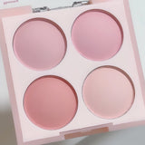 4 Colors Matte Blush Powder Set - Sweet Warm Tone Face Makeup Cheek Brightener Cosmetic Illuminator for Enhanced Facial Beauty