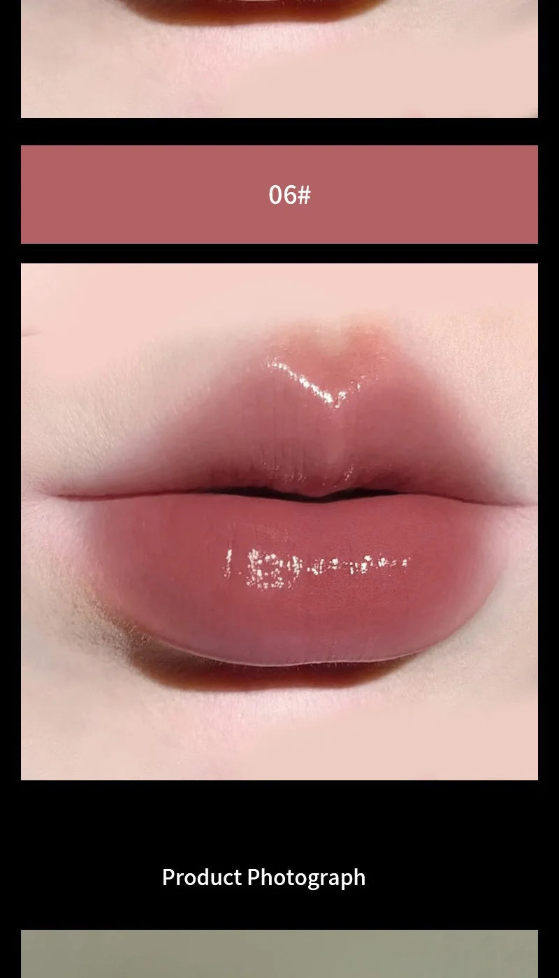 Lipstick Red Brown Lipstick Waterproof Moisturizing Mirror Lipstick Lip Gloss Natural Long-Lasting Makeup Valentine's Day Gift