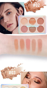 6-color Blush and Contouring All-in-one Palette Pearlescent Matte Powder Face Blusher Glitter Highlighter Blush Makeup Palette