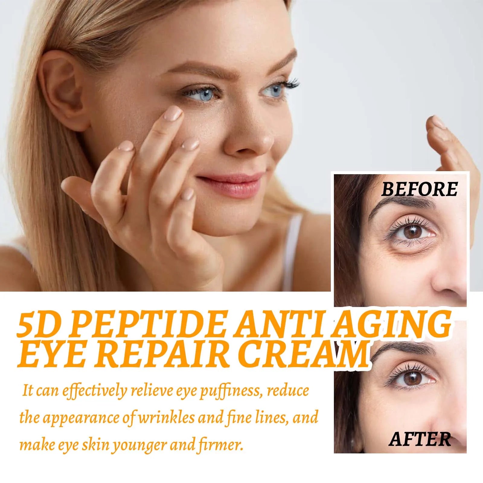 HOYGI 5D Peptide Eye Cream Relieve Puffiness Reduce Dark Circles Firming Fade Fine Lines Nourishing Smoothing Eyes Skin Care