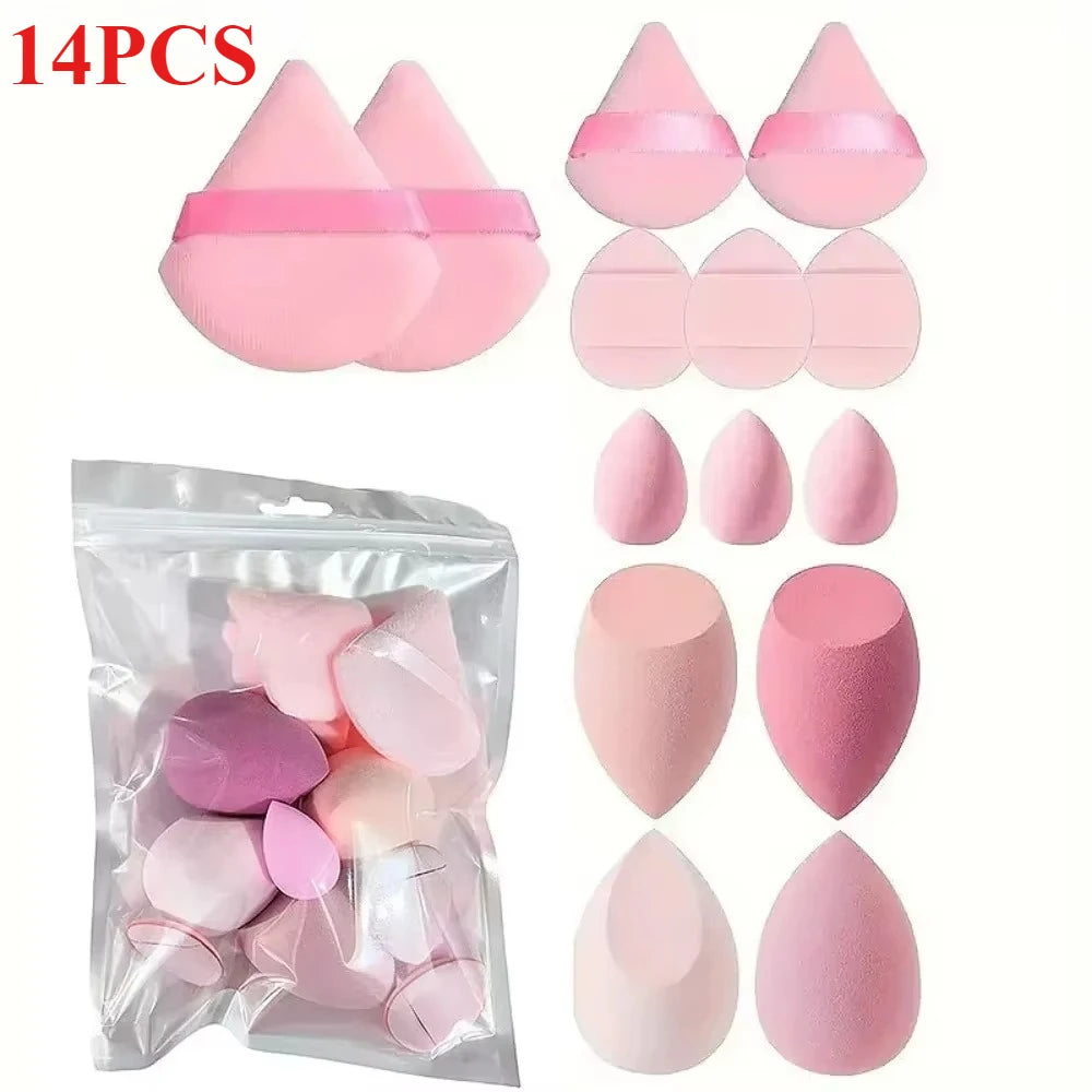 14PCS Set Makeup Sponge Professional Powder Puff for Foundation Blending Cosmetic Tools Beauty Accessories Soft Sponge