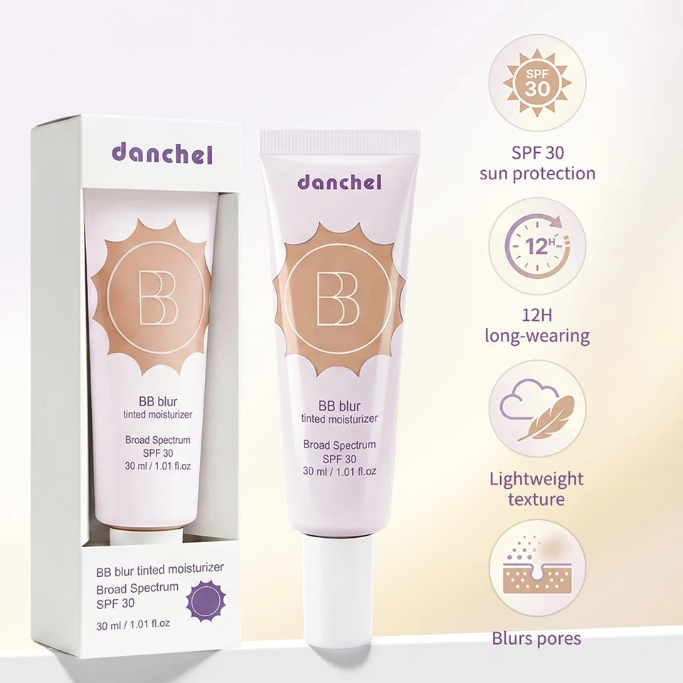 SPF30 BB Blur Tinted Moisturizer Medium Coverage Even Skin Tone Lightweight Sun Protection Face Makeup