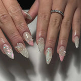 24 false nail pieces shipped randomly, Instagram-style false nails, wearable full-coverage almond-shaped press-on nails.