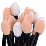 100PCS Disposable Double-Headed Eye Shadow Sponge Applicators 6.5cm with Container for Eyeshadow Stick