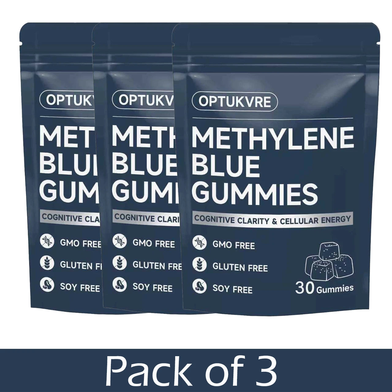 Methylene Blue Gummies Support for Focus & Clarity - UPS Grade Nootropic Supplement for Brain Health, Vegan, Non-GMO, 30 Gummies