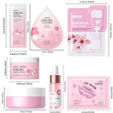 24pcs Sakura Skin Care Set Eye & Lip Masks Serum Nud Masks Cleanser Toner Essence Cream Moisturizing Smoothing Nourishing Beauty