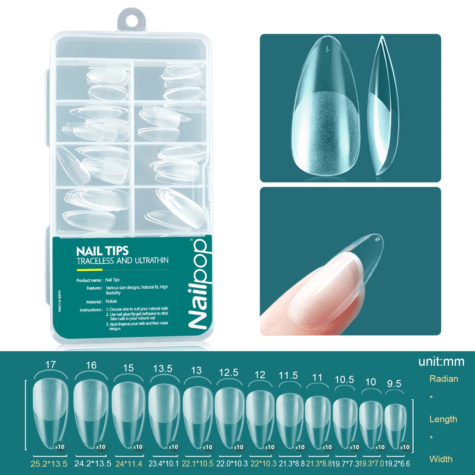 Nailpop Soft Gel Tips For Nails Acrylic Material Half Almond Artificial Nail Capsule Accessories Tool Art Salon 120pcs/box
