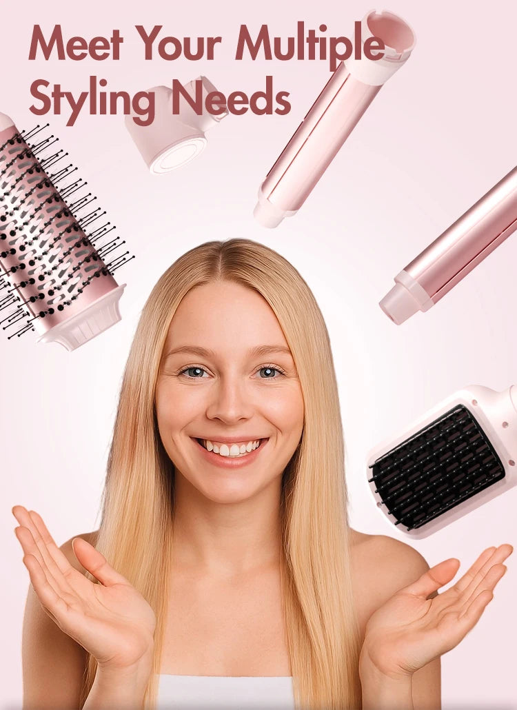 Hair dryer brush detachable 5-in-1 styling and drying system, fast drying, curl smoothing and styling, automatic curling iron