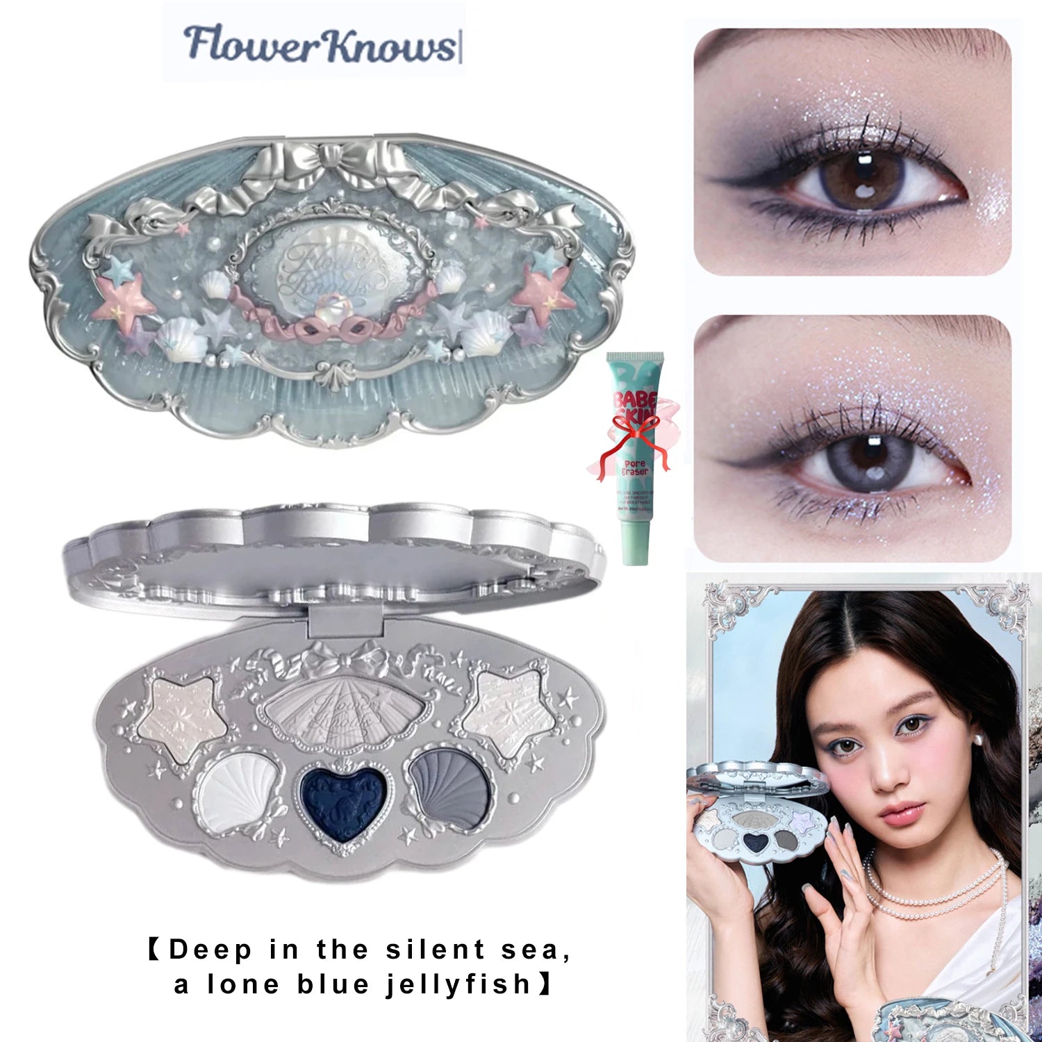 Flower Knows Swan Ballet 6 Color Eyeshadow Palette Matte Shimmer Pearl Glitter Waterproof Highly Pigmented Long Lasting Makeup