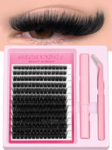 GROINNEYA Lash Clusters Kit Fluffy Individual Lashes C Curl Cluster DIY Lash Extension Kit Lash Bond and Seal Eyelash Extensions