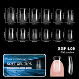 Luxury False Nail Tips Soft Gel Fingertip Semi-matte Capsules Almond French Coffin Full Cover Artificial Fake Nails Extension