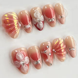24 false nail pieces shipped randomly, Instagram-style false nails, wearable full-coverage almond-shaped press-on nails.