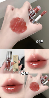 Gege Bear Glittering Mirror Lip Glaze, Watery Shimmering Light Lip Gloss Makeup 8 Colors, Hydrating Moisturizing, Long Lasting