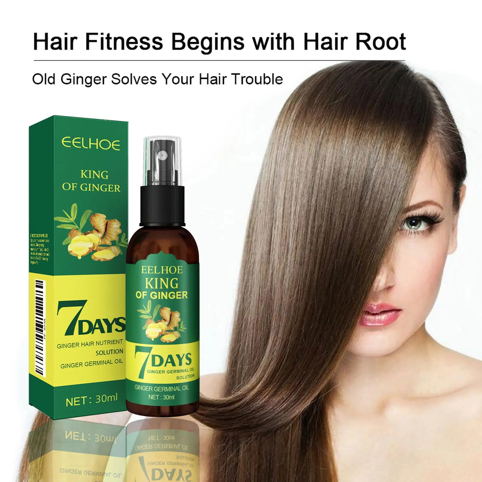 Ginger Oil Hair Booster Serum Spray Nourish Scalp Hair Follicles Refresh Control Oil Strengthen Hair Roots Nutrient Solution